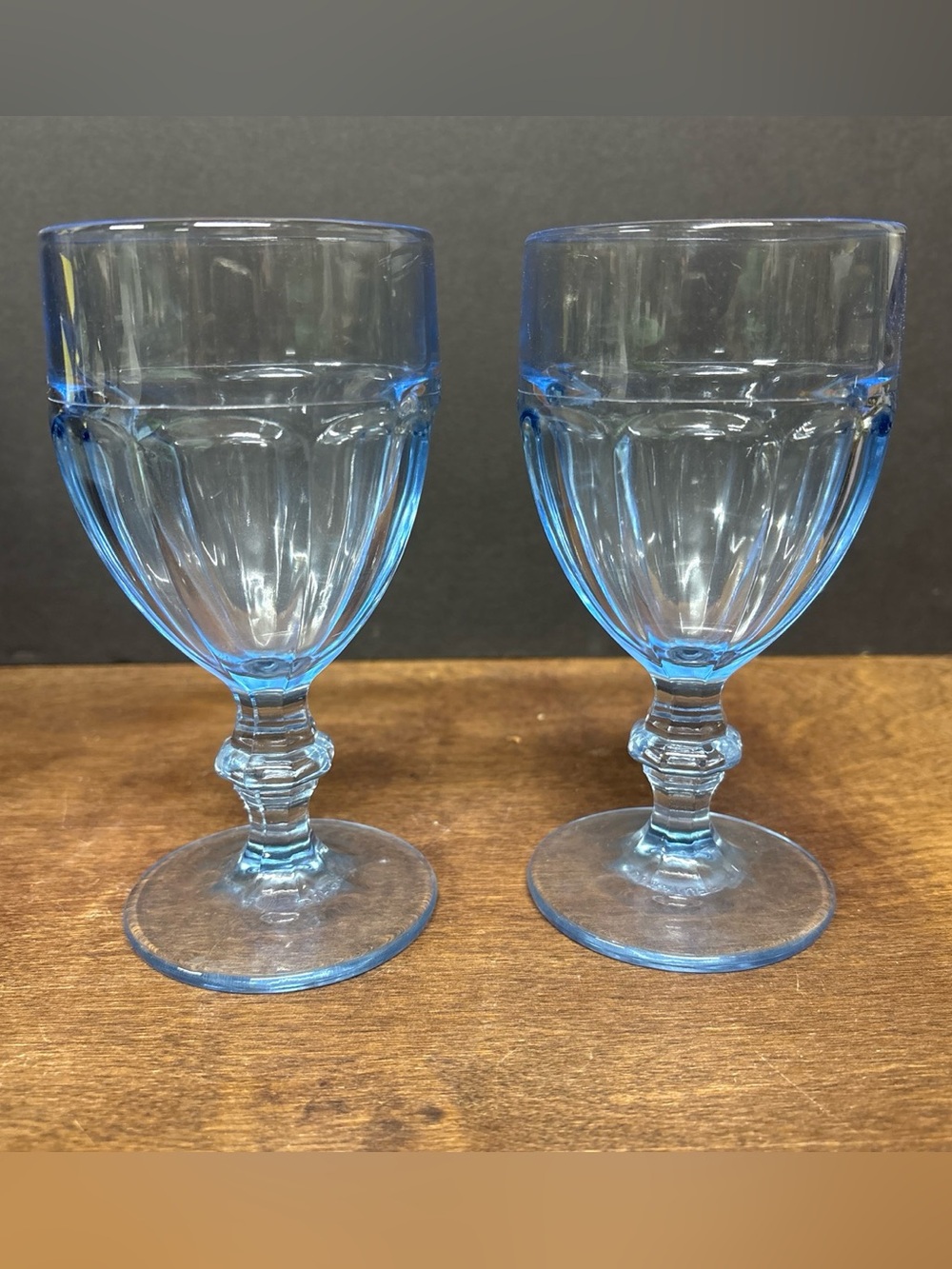 Libbey Duratuff USA Misty Blue Glass Goblet Set - Elegant Stemware